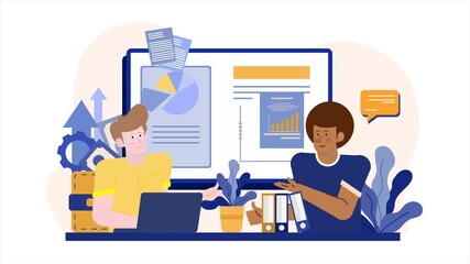 illustration of business people discussion animated video