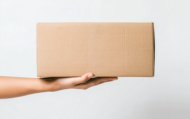 hand holding cardboard box