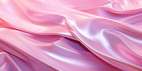 Obraz premium A close-up image of pink fabric with soft folds and a shiny surface, creating an abstract and elegant visual.