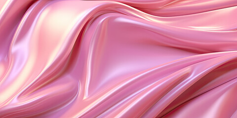 Obraz premium A beautiful abstract image of pink silk fabric with soft waves and a shiny, iridescent texture.