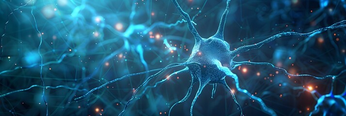 Science of the mind. Digital network connecting human intelligence. Blue abstract background