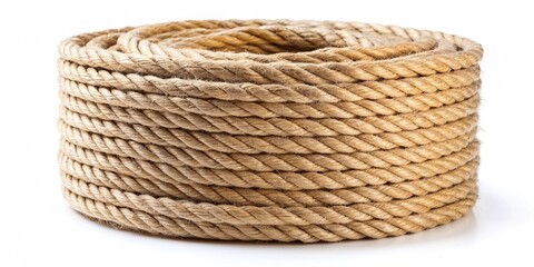 Obraz premium Isolated roll of natural jute rope on background