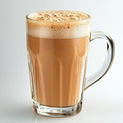 a glass of teh tarik, milk tea with foam