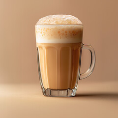 a glass of teh tarik, milk tea with foam
