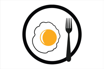 Plate Spoon with Egg and knife flat icon