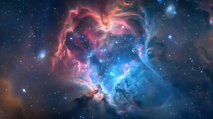 Astro photography space nebula in heart shape