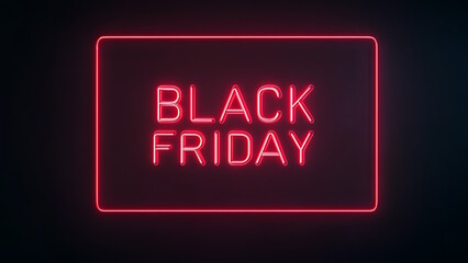 Black friday neon light banner. Sales promotional concept.