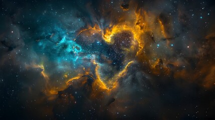 Naklejka premium Astro photography space nebula in heart shape