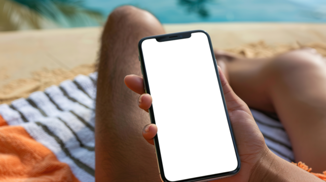 Person Relaxing by the Pool with a Phone