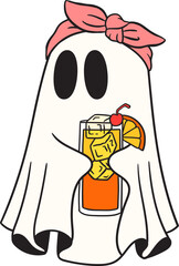Cute ghost and drink