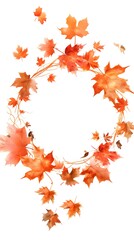 Fototapeta premium Round autumnal leaves frame isolated
