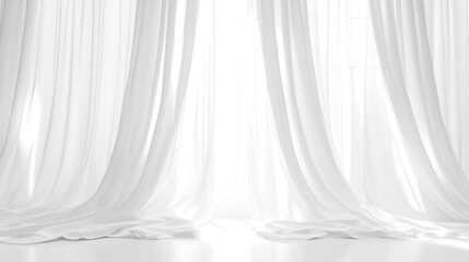 Soft white curtains background for graphic design or wallpaper.