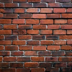 Obraz premium 거칠고 고르지 않은 붉은 벽돌과 두꺼운 검은색 모르타르로 지어진 주택 벽 1