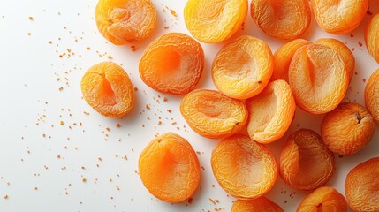 Dried apricots on white background