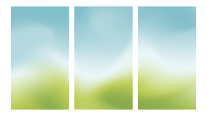 Naklejka premium Aesthetic spring colors gradient background. Soft green and blue sky colors smooth gradient, design for vertical background banner or social media.