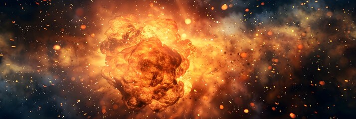 Fototapeta premium Explosion background with fire and particles