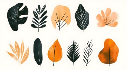 Leaf brushstroke shapes