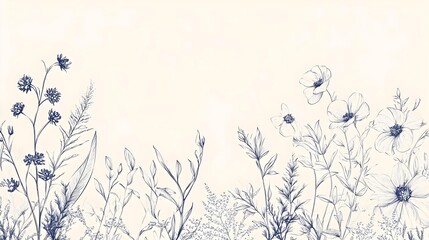 Luxury botanical background with trendy wildflowers