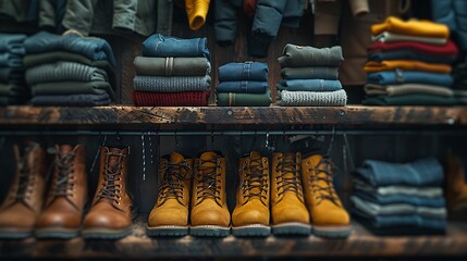 Obraz premium flat lay with clothing items, using shadows effectively and captured with a quality lens 