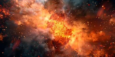 Fototapeta premium Explosion background with fire and particles