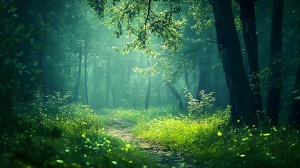 Nature green forest landscape