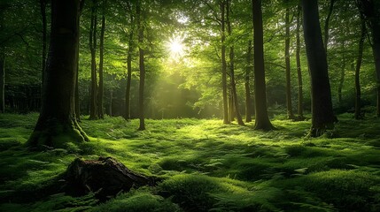 Obraz premium Green forest landscape in nature