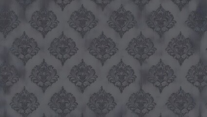 Dark grey damask pattern background with grunge texture, vintage gothic design for wallpaper or cover background. Elegant floral ornament in gothic style for design, generative ai