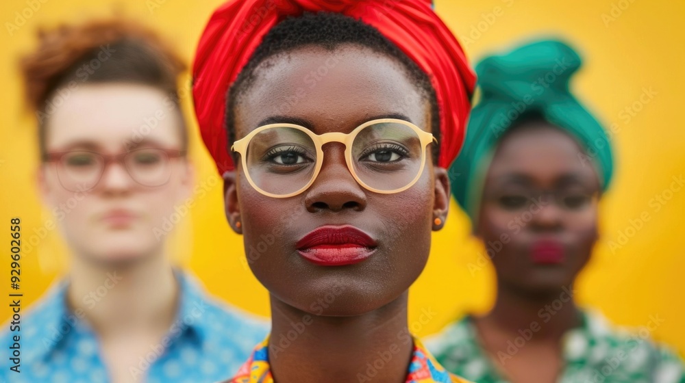 Poster a vibrant and colorful scene depicting a of diverse ethnicities and cultures with a deep depth of fi