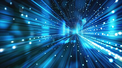 Obraz premium Abstract Blue Light Tunnel