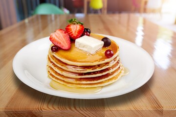 Tasty fresh sweet pancake with berries