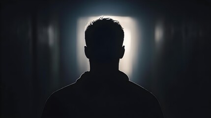 Silhouette of a man in a dark place