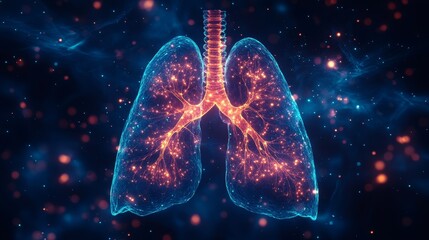 AI technology for early lung cancer detection ar 1 0230 light, butterfly, space, design, concept, science, energy, illustration, blue, art, vector, glow, backgrounds, nature, water, color, motion, bla