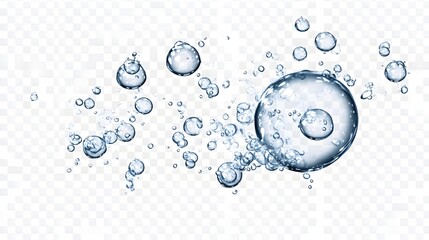 Soda bubbles and water drops