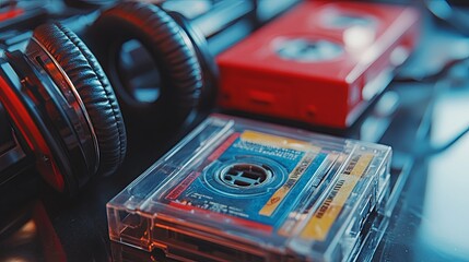 Nostalgic Vibes. Vintage cassette tape close up