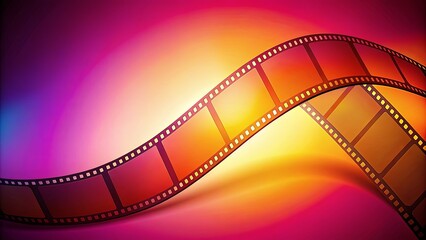 Fototapeta premium Colorful abstract film strip background on orange magenta gradient