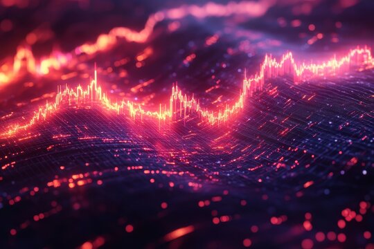 A 3D stock market graph with glowing upward trends 0550 light, fire, star, space, red, design, flame, shine, orange, explosion, backgrounds, animation, bright, black, flash, energy, glow, fantasy, tex