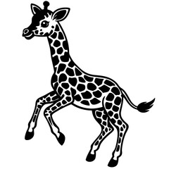 little giraffe jump black silhouette