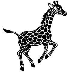 Fototapeta premium little giraffe jump black silhouette
