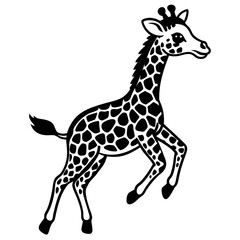 little giraffe jump black silhouette