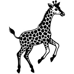 little giraffe jump black silhouette