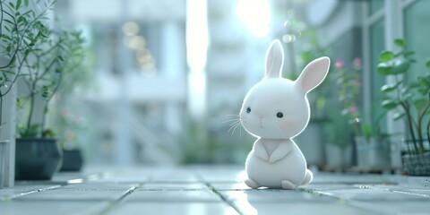 white rabbit in the garden