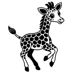 little giraffe jump black silhouette