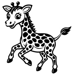 little giraffe jump black silhouette