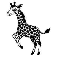 little giraffe jump black silhouette