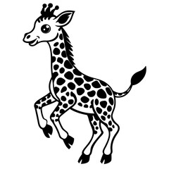 little giraffe jump black silhouette