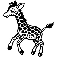 little giraffe jump black silhouette