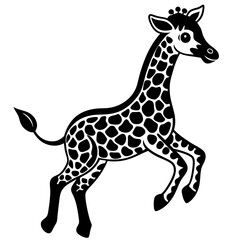 little giraffe jump black silhouette