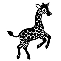 little giraffe jump black silhouette