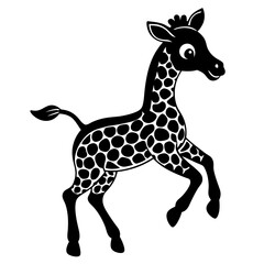 little giraffe jump black silhouette