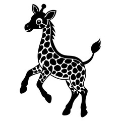 little giraffe jump black silhouette